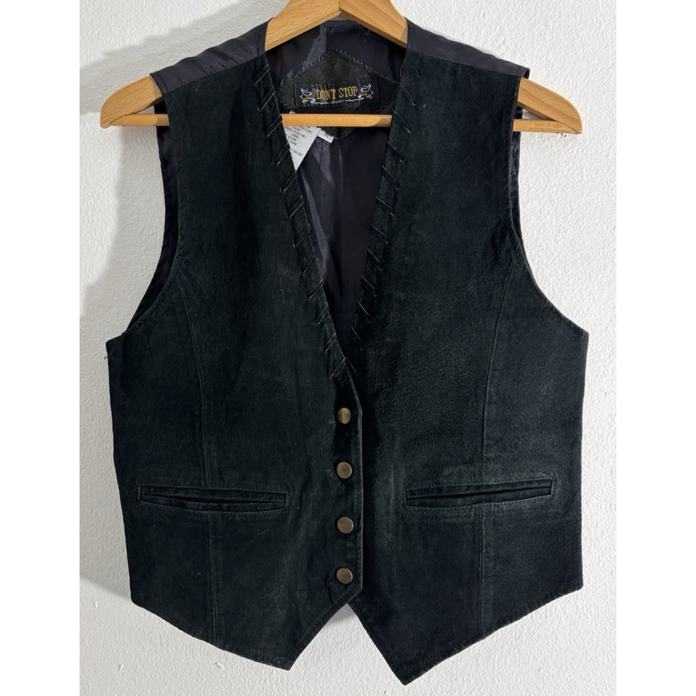 DON' STOP Cotton Vest Black Solid Sleeveless Size M